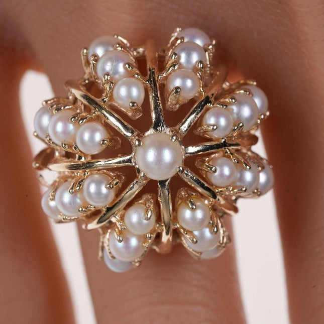 Sz6 Estate 14k Gold Pearl Cluster ring - Estate Fresh Austin