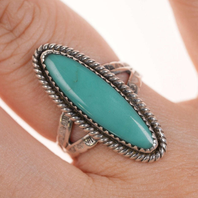 Sz6 Fred Harvey Era Navajo Turquoise/sterling ring JP - Estate Fresh Austin