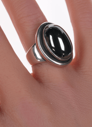 sz6 Harald Christian Nielsen for Georg Jensen Silver and Hematite ring 46A - Estate Fresh Austin