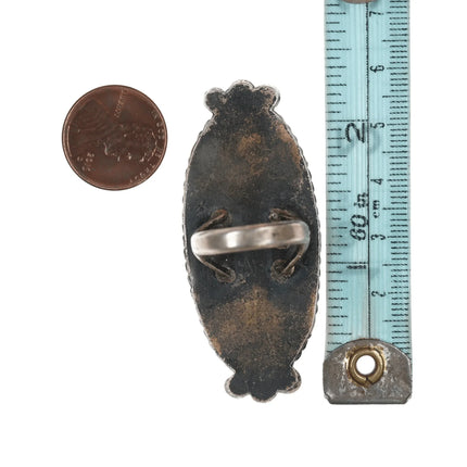 sz6 Large Vintage Goldstone Navajo silver ring - Estate Fresh Austin