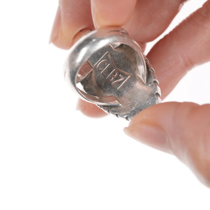 sz6 Mitchell Calabaza Kewa silver ring with Mediterranean red coral - Estate Fresh Austin