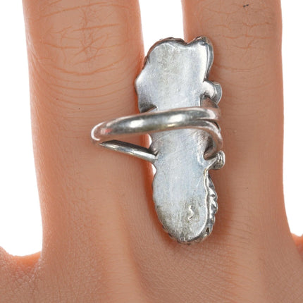 sz6 Navajo Sterling, turquoise and coral ring - Estate Fresh Austin