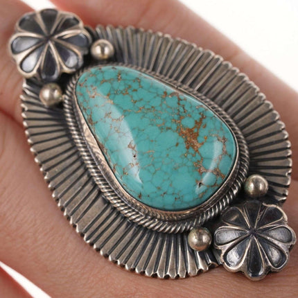 sz6 Paul Livingston Navajo Sterling ber Turquoise Ring - Estate Fresh Austin