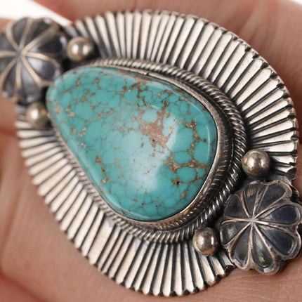 sz6 Paul Livingston Navajo Sterling ber Turquoise Ring - Estate Fresh Austin