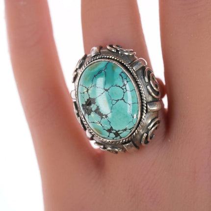 sz6 Shreve Saville Sterling and turquoise ring - Estate Fresh Austin