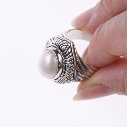 Sz6 Sterling/18k mabe pearl ring - Estate Fresh Austin