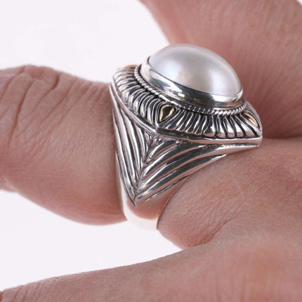 Sz6 Sterling/18k mabe pearl ring - Estate Fresh Austin