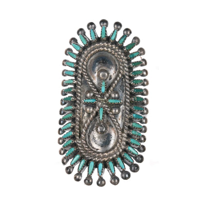 sz6 Vincent and Socorro Johnson Zuni petit point turquoise sterling ring - Estate Fresh Austin