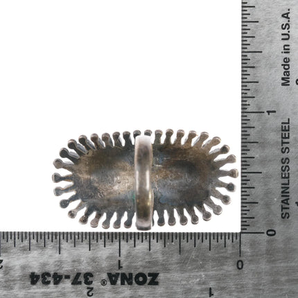 sz6 Vincent and Socorro Johnson Zuni petit point turquoise sterling ring - Estate Fresh Austin