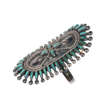 sz6 Vincent and Socorro Johnson Zuni petit point turquoise sterling ring - Estate Fresh Austin