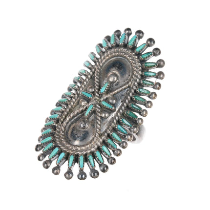 sz6 Vincent and Socorro Johnson Zuni petit point turquoise sterling ring - Estate Fresh Austin
