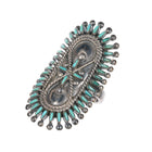 sz6 Vincent and Socorro Johnson Zuni petit point turquoise sterling ring - Estate Fresh Austin
