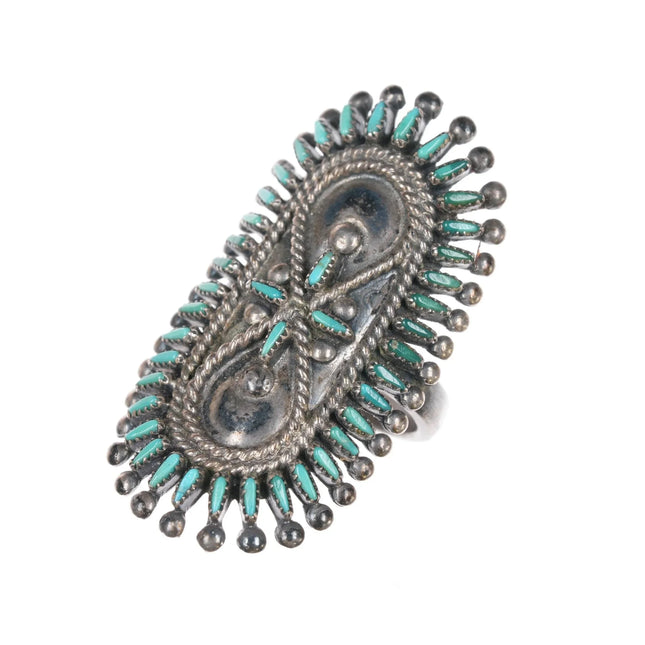sz6 Vincent and Socorro Johnson Zuni petit point turquoise sterling ring - Estate Fresh Austin