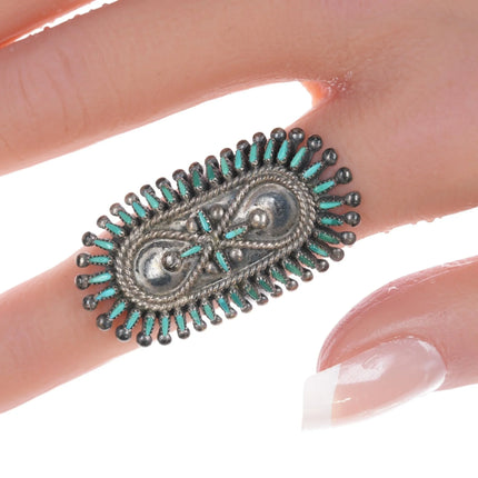 sz6 Vincent and Socorro Johnson Zuni petit point turquoise sterling ring - Estate Fresh Austin