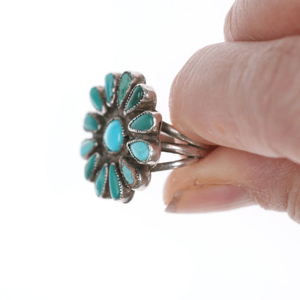 sz6 vintage Native American silver and turquoise cluster ring - Estate Fresh Austin