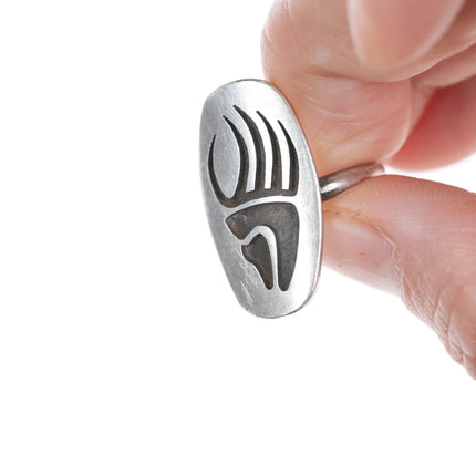 sz6 Vintage Native American silver claw form overlay ring - Estate Fresh Austin