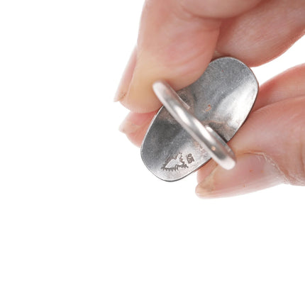 sz6 Vintage Native American silver claw form overlay ring - Estate Fresh Austin