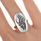 sz6 Vintage Native American silver claw form overlay ring - Estate Fresh Austin