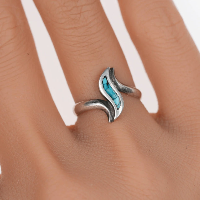 sz6 Vintage Native American sterling chip inlay ring - Estate Fresh Austin