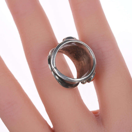 sz6 Vintage Native American Sterling turquoise, and coral ring - Estate Fresh Austin