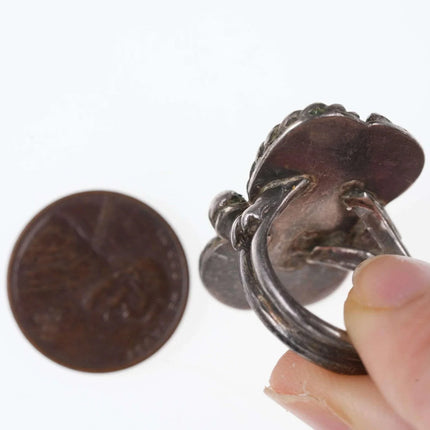 sz6 Vintage Native American sterling/turquoise and coral ring - Estate Fresh Austin