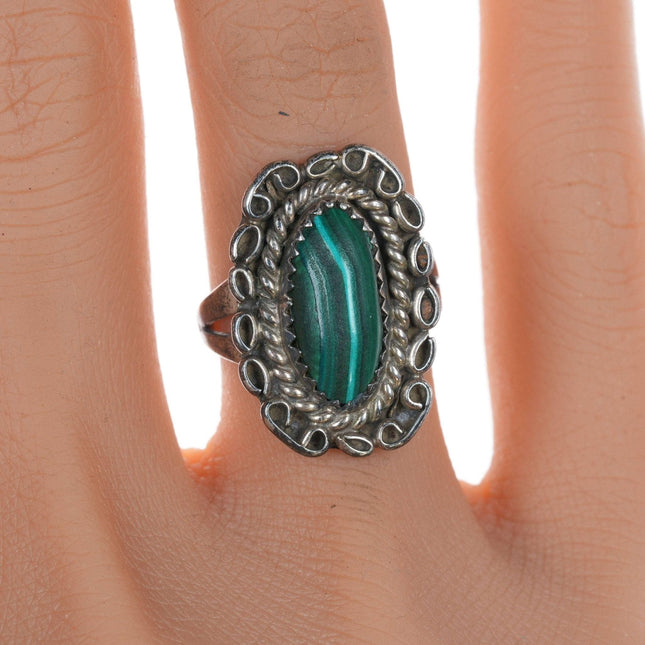 sz6 Vintage Navajo malachite sterling ring - Estate Fresh Austin