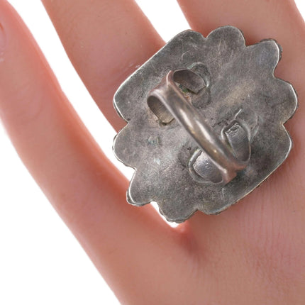 sz6 Vintage Navajo silver ring with turquoise - Estate Fresh Austin