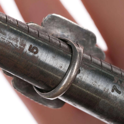 sz6 Vintage Navajo silver ring with turquoise - Estate Fresh Austin