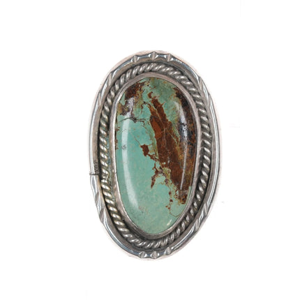 Sz6 Vintage silver green turquoise rope edge Native American ring - Estate Fresh Austin