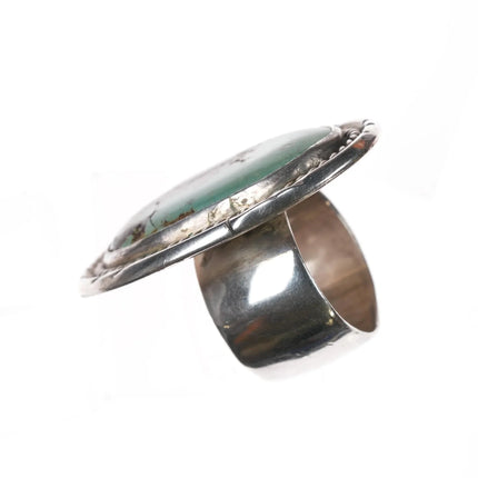 Sz6 Vintage silver green turquoise rope edge Native American ring - Estate Fresh Austin
