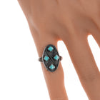 sz6 Vintage Zuni flush inlay turquoise silver ring - Estate Fresh Austin