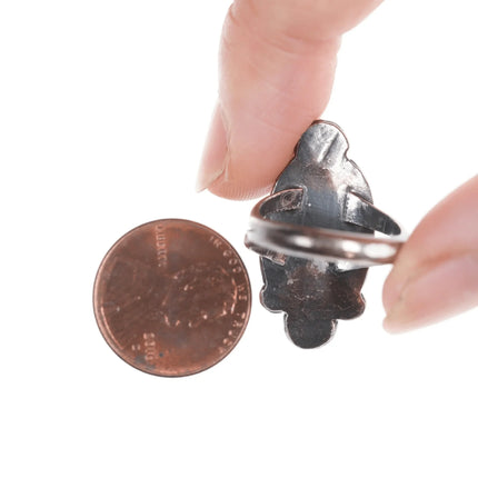 sz6 Vintage Zuni silver and turquoise coin silver ring - Estate Fresh Austin