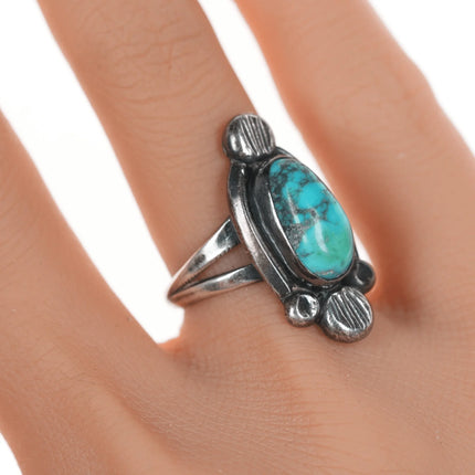 sz6 Vintage Zuni silver and turquoise coin silver ring - Estate Fresh Austin