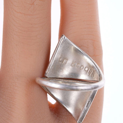 sz6 Vintage Zuni silver CM Booqua Inlay ring - Estate Fresh Austin