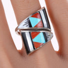 sz6 Vintage Zuni silver CM Booqua Inlay ring - Estate Fresh Austin