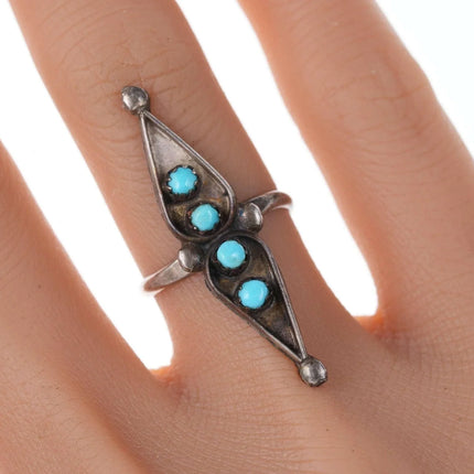 sz6 Vintage Zuni Silver Snake eye turquoise ring - Estate Fresh Austin
