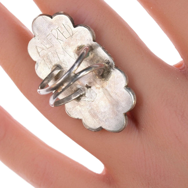 sz6.25 Alfred Tom Navajo sterling, turquoise, and coral ring - Estate Fresh Austin