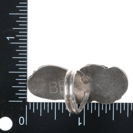 sz6.25 Bernice Bonney Navajo silver long ring with nice turquoise and coral - Estate Fresh Austin