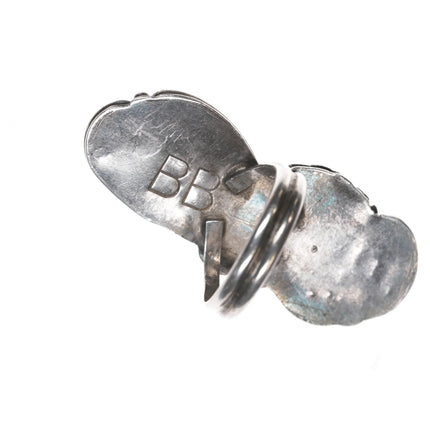 sz6.25 Bernice Bonney Navajo silver long ring with nice turquoise and coral - Estate Fresh Austin