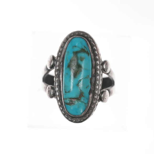 sz6.25 c1930's Navajo silver ring with oval turquoise - Estate Fresh Austin