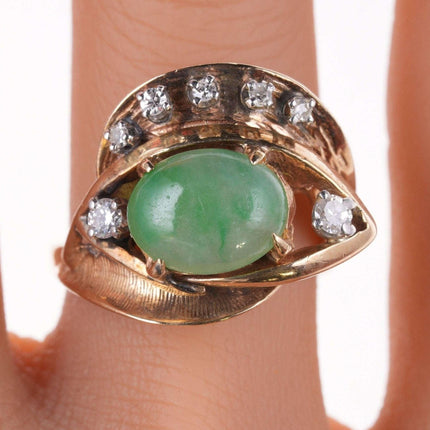 sz6.25 Estate 14k Diamond and Jadeite ring - Estate Fresh Austin