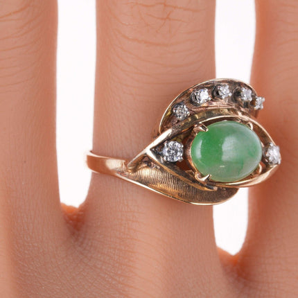 sz6.25 Estate 14k Diamond and Jadeite ring - Estate Fresh Austin