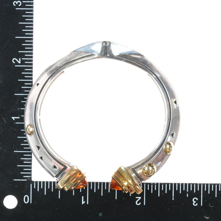 sz6.25" John Atencio 18k/Sterling and Citrine clamper cuff bracelet - Estate Fresh Austin