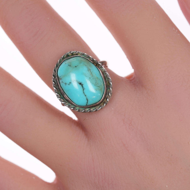 sz6.25 Vintage Native American Sterling and turquoise ring - Estate Fresh Austin