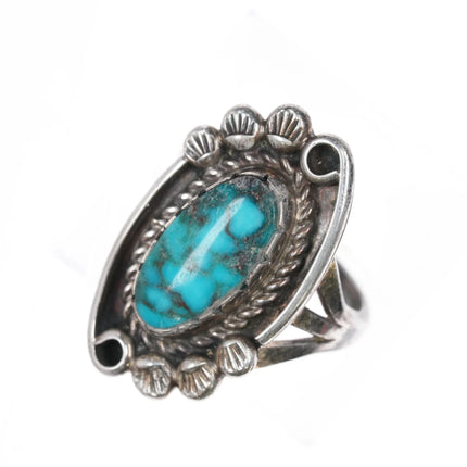 sz6.25 Vintage Native American sterling high grade spiderweb turquoise ring - Estate Fresh Austin