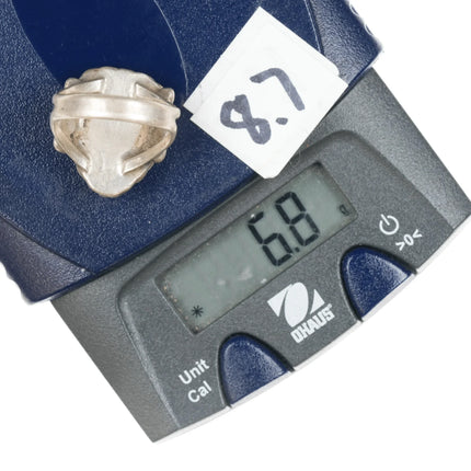 sz6.25 Vintage Native American sterling ring with turquoise, rope edge - Estate Fresh Austin