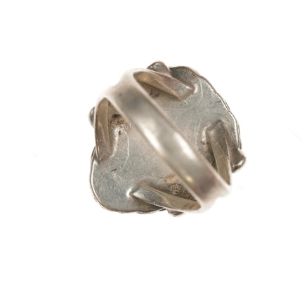 sz6.25 Vintage Native American sterling ring with turquoise, rope edge - Estate Fresh Austin