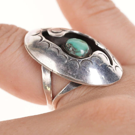 Sz6.25 Vintage Native American sterling/turquoise shadowbox ring - Estate Fresh Austin