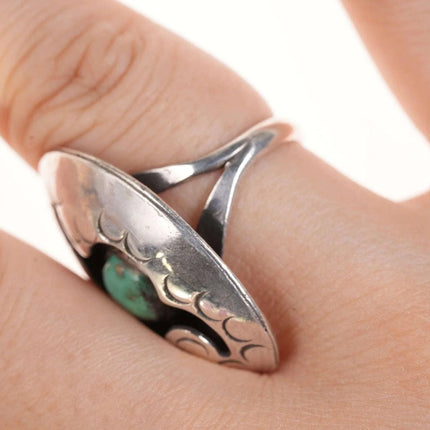 Sz6.25 Vintage Native American sterling/turquoise shadowbox ring - Estate Fresh Austin