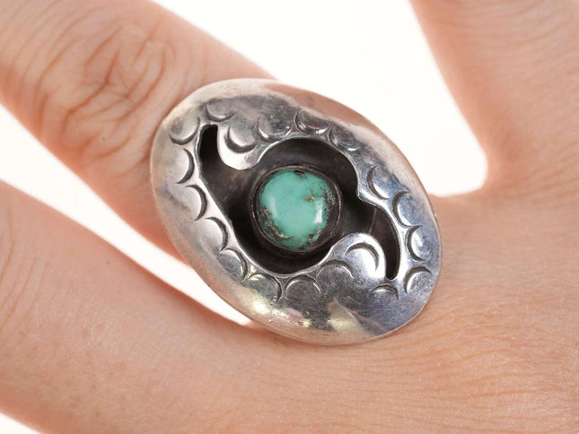 Sz6.25 Vintage Native American sterling/turquoise shadowbox ring - Estate Fresh Austin